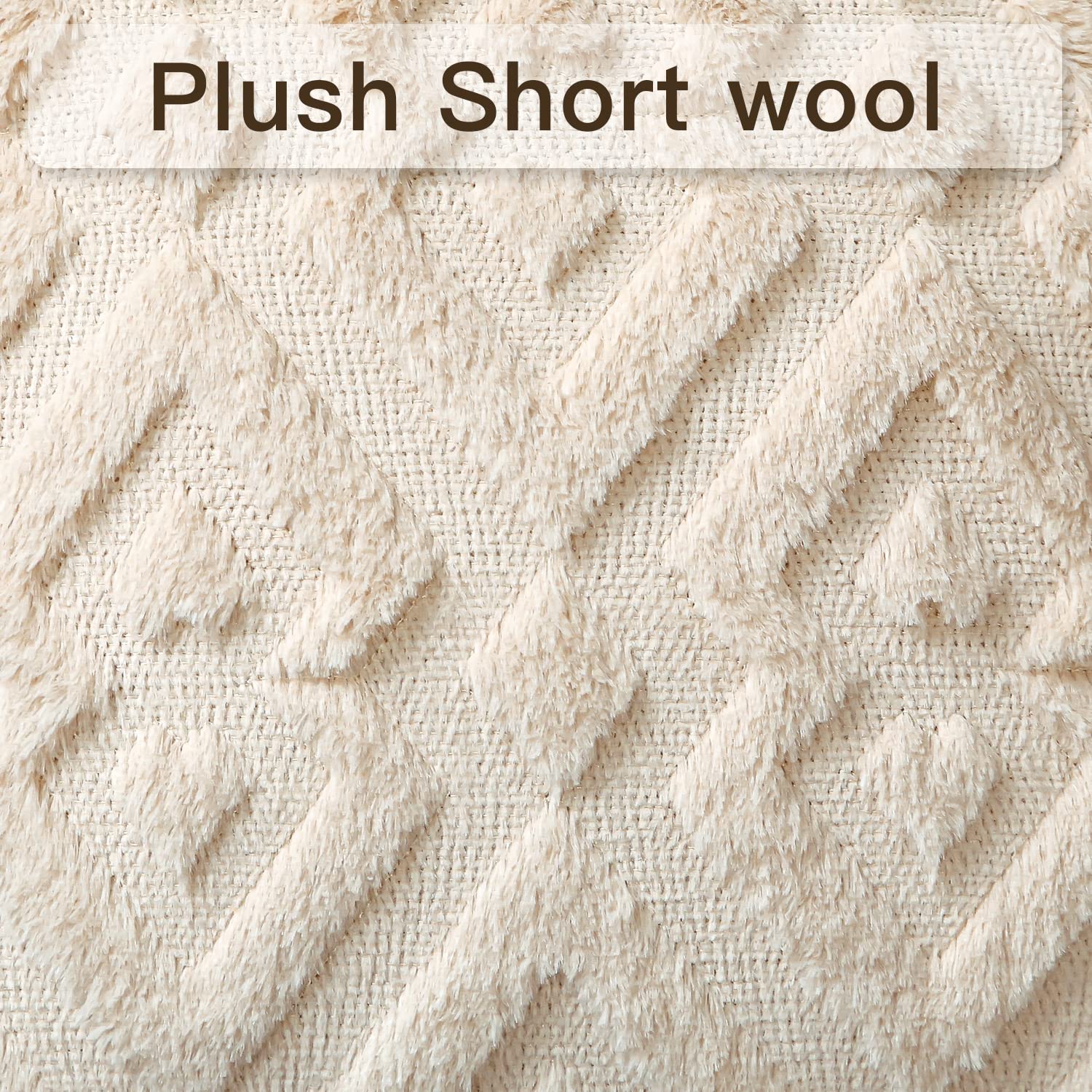 Luxury Soft Plush Short Wool Velvet Decorative Throw Pillow Covers - Pack of 2, Diamond Shape Cream Beige (12x20 Inch) - European Style Cushion Covers for Sofa, Bedroom, Living Room Decor