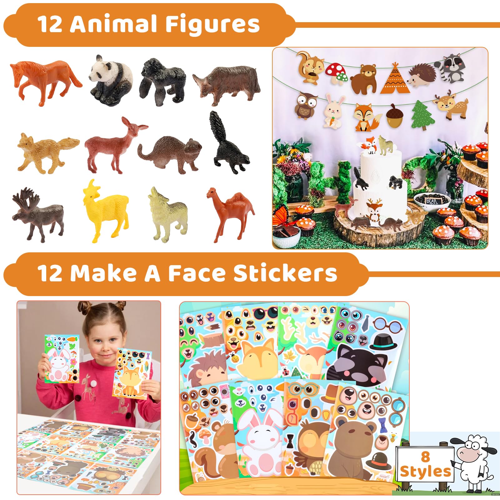 134 PCS Woodland Animal Party Favors - Wild Animals Themed Birthday Party Supplies for Kids, Baby Shower & Woodland Decorations | Goodie Bag Stuffers for Forest-Themed Parties, Classroom Rewards & Baby Shower Games