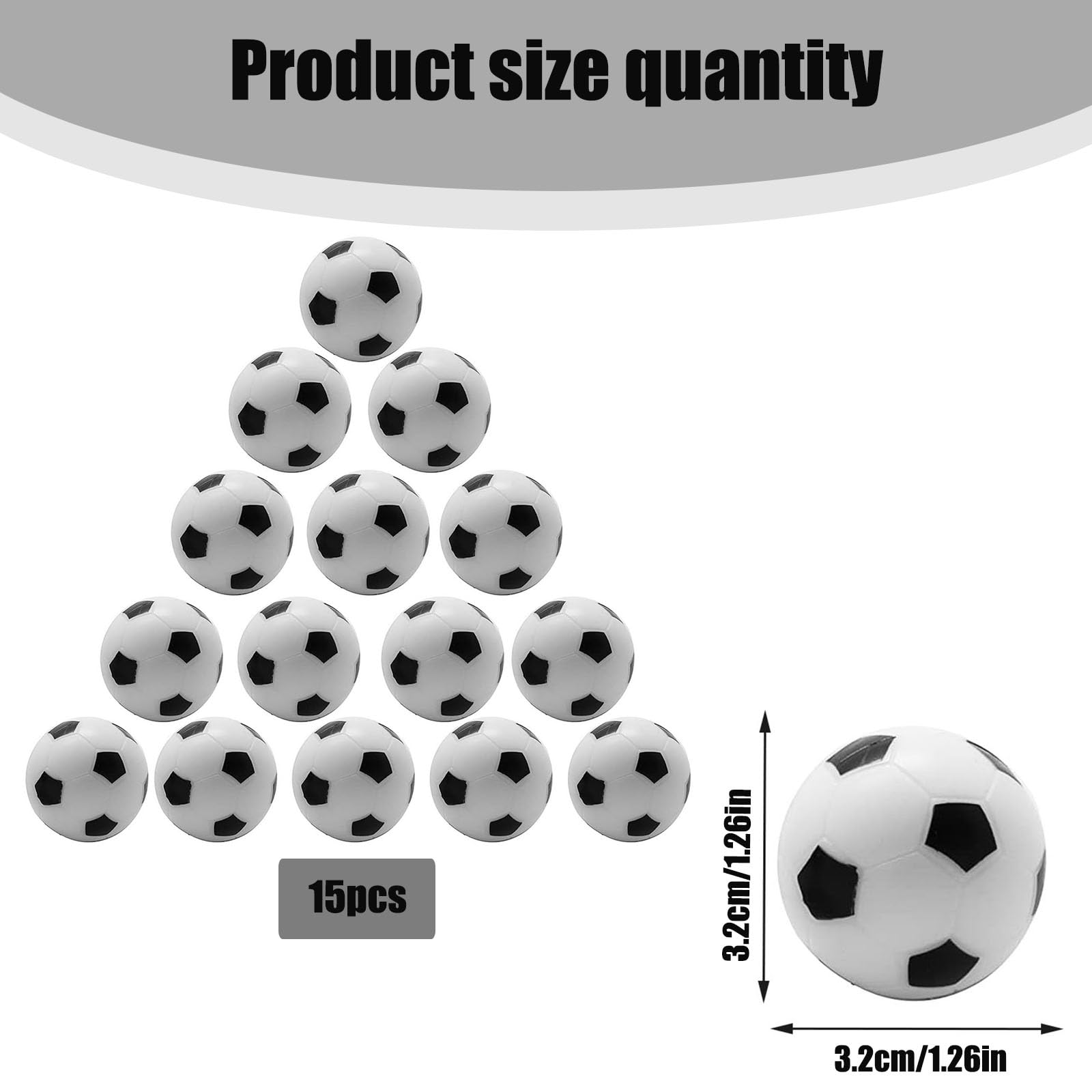 15-Pack Mini Table Football Balls - 32mm Black & White Replacement Soccer Balls for Tabletop Games, Football Party Accessories - Perfect for Game Nights, Sports Bars, and Family Fun