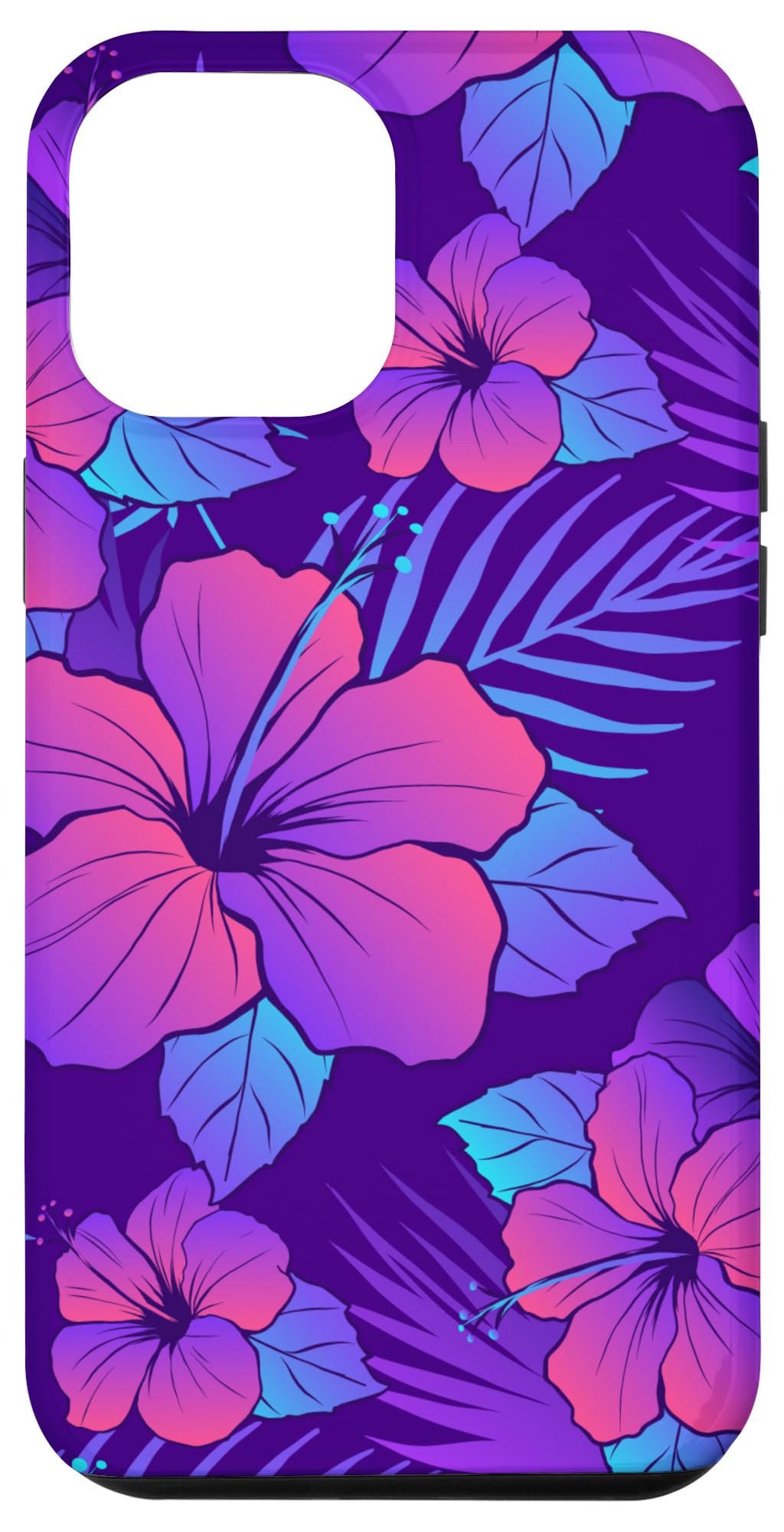 iPhone 12 Pro Max Case - Blue Hibiscus Floral Hawaiian Tropical Design, Slim Protective Cover for iPhone 12 Pro Max (6.7 Inch) - Perfect for Beach Vacation, Summer Outings & Tropical Theme Parties