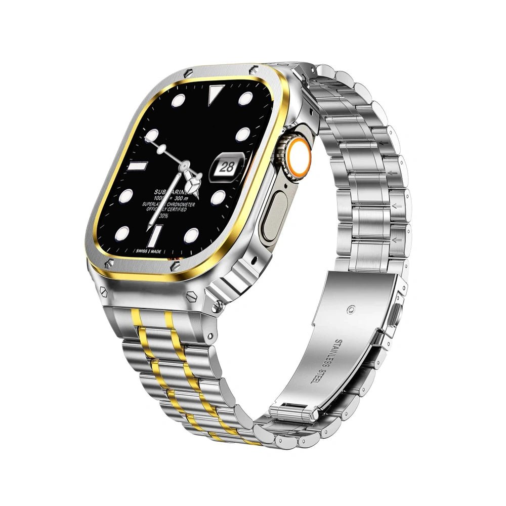 ArmorSync Elite Apple Watch Band - Premium Durable Stainless Steel Strap for Apple Watch Series 9/8/7/6/SE - Adjustable Magnetic Closure for Secure Fit - Perfect for Workouts, Running & Everyday Wear