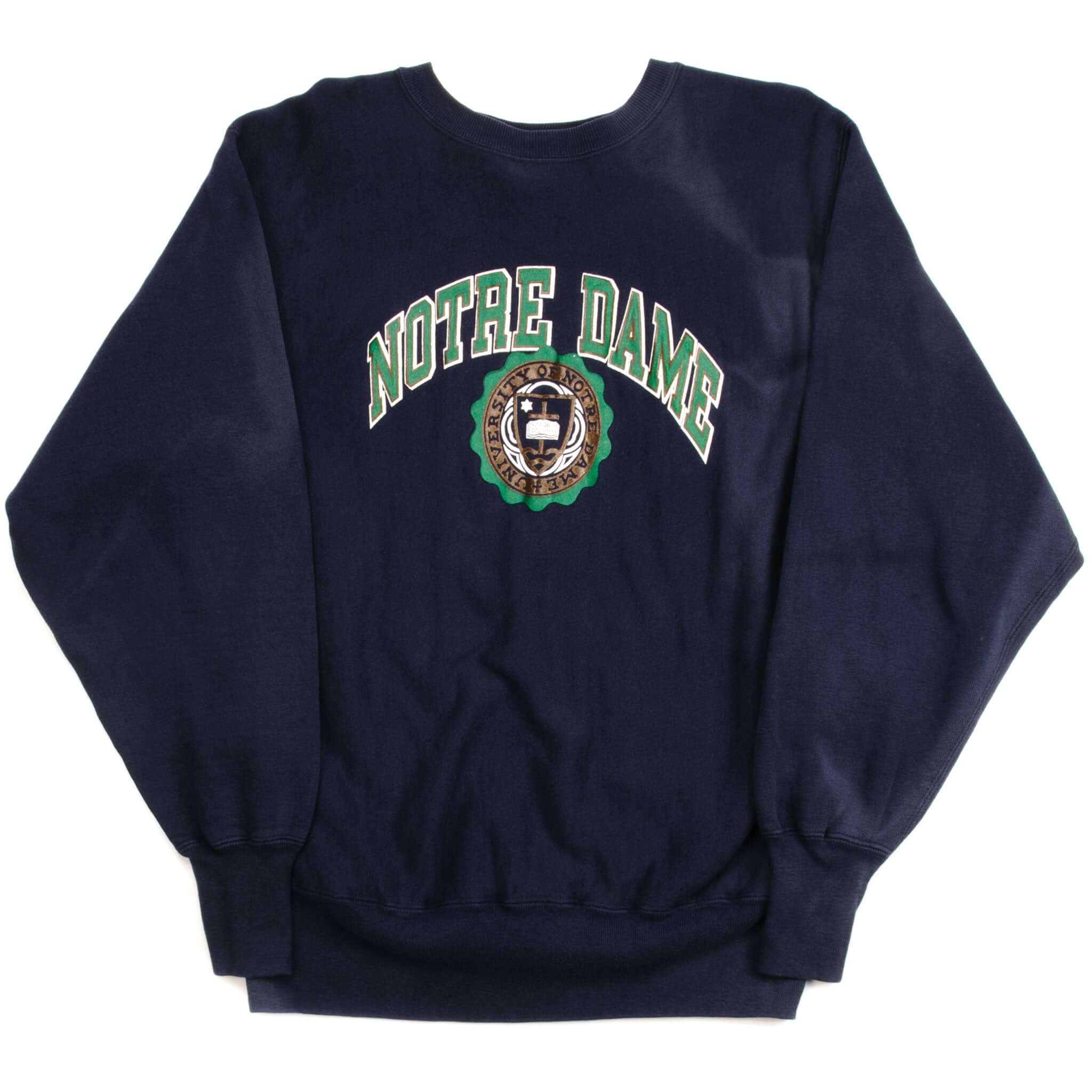 Vintage Champion Reverse Weave Notre Dame Sweatshirt 1990s Large Made in USA - Retro College Style for Casual Wear & Sports Fans
