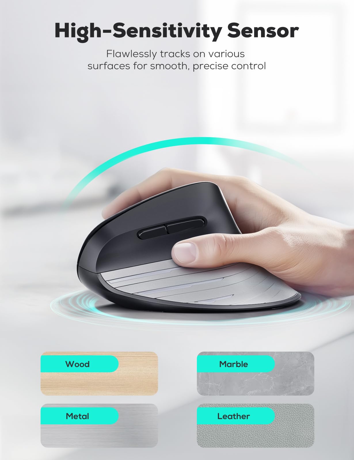 Nulea M513 Wireless Vertical Ergonomic Mouse - 2.4G USB, Adjustable DPI (800/1200/1600), 5-Button Design for Carpal Tunnel Relief | Perfect for Office, Gaming & Graphic Design on Windows/Mac PCs & Laptops
