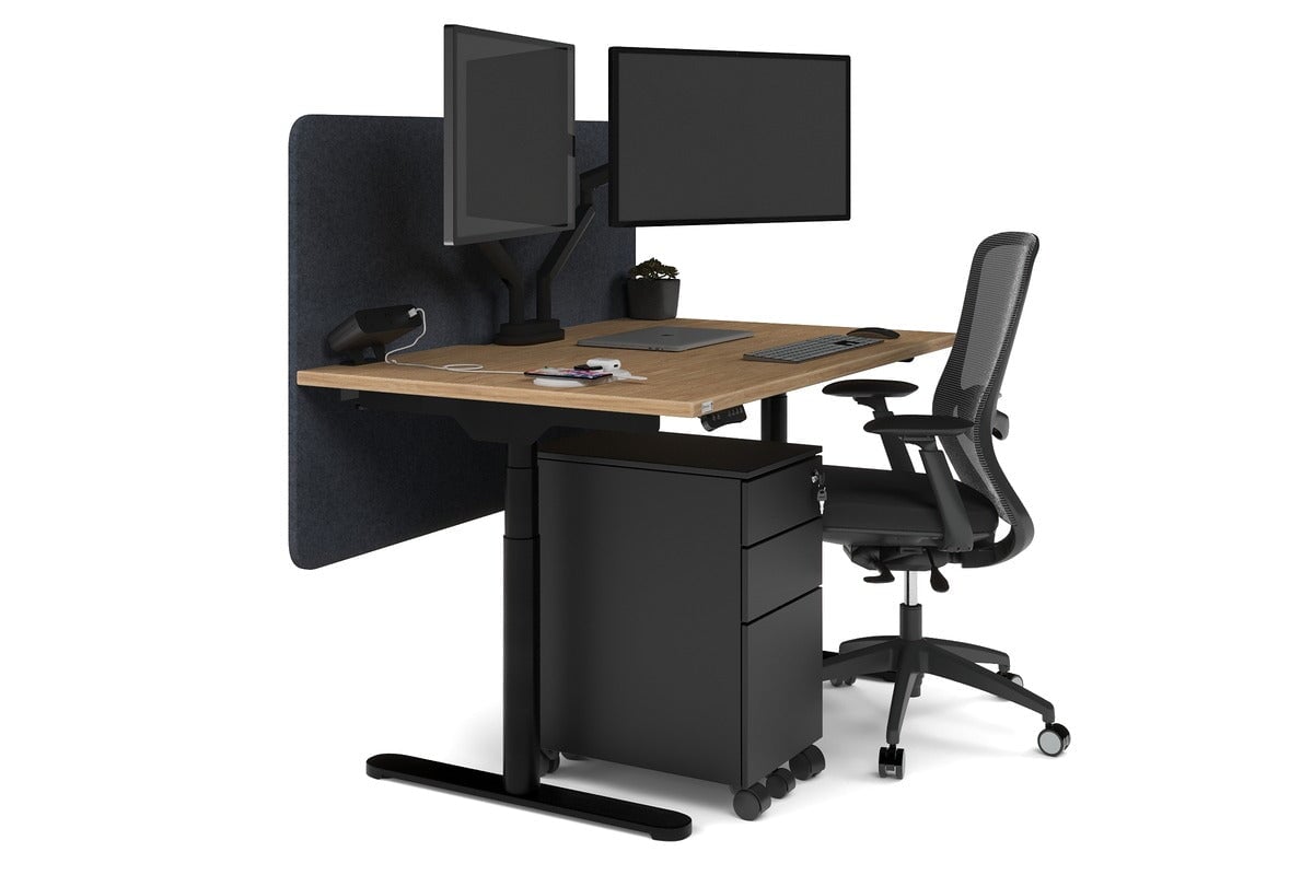 Flexi Premium Height Adjustable Single Workstation Desk - 1200L x 800W with Cable Management Scallop | Ergonomic Standing Desk for Home Office & Workspace