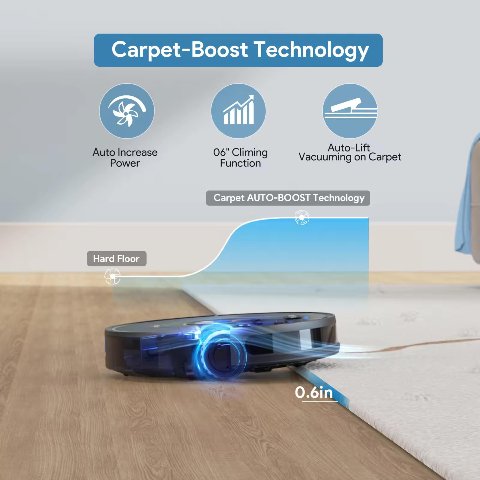 BG800 Robot Vacuum Cleaner 3000Pa Strong Suction - Smart APP/Voice/Remote Control, Auto Self-Charging, Scheduled Cleaning - Perfect for Pet Hair, Hardwood Floors & Low-Pile Carpets (Black) | Ideal for Homes with Pets, Daily Floor Maintenance & Smart Home Integration