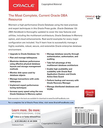 Oracle Database 12c DBA Handbook (Oracle Press) - Comprehensive Guide for Database Administration | Learn Database Management for Enterprise Solutions