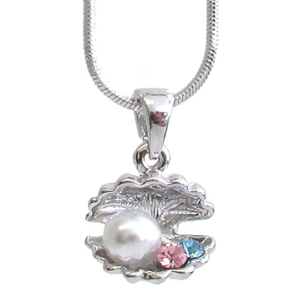 Oyster Crystal Charm Necklace – Elegant Pearl & Crystal Pendant Jewelry for Women – Perfect for Weddings, Parties & Everyday Wear