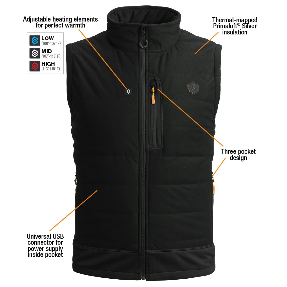 ScentLok BE:1 Reactor Plus Men's Electric Heated Hunting Vest - Battery-Powered Warm Jacket for Cold Weather Outdoor Activities, Hunting, Camping & Winter Sports