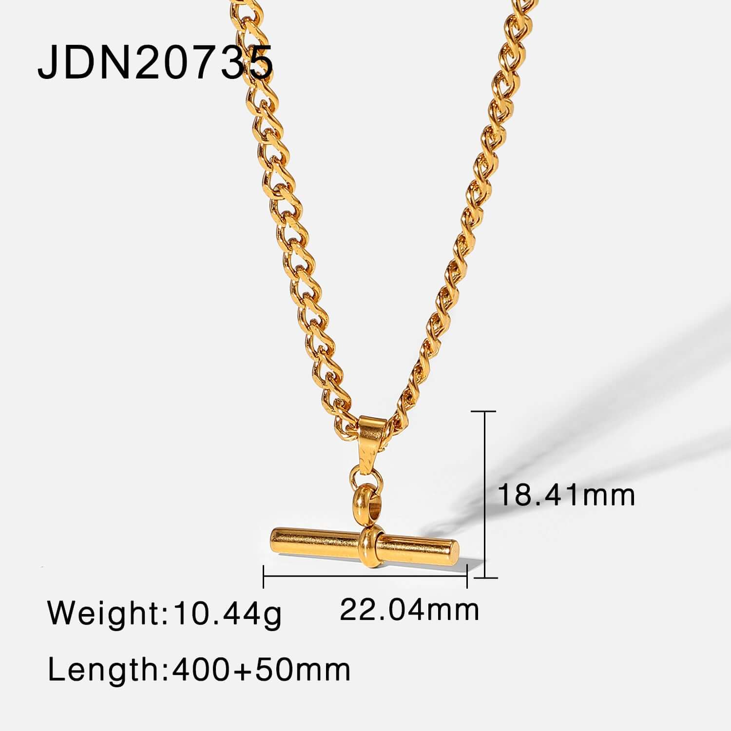 18K Gold Plated Figaro & Rope Chain T Bar Pendant Necklace for Women - Elegant Layering Jewelry Gift for Birthday, Anniversary & Valentine's Day | JDN735