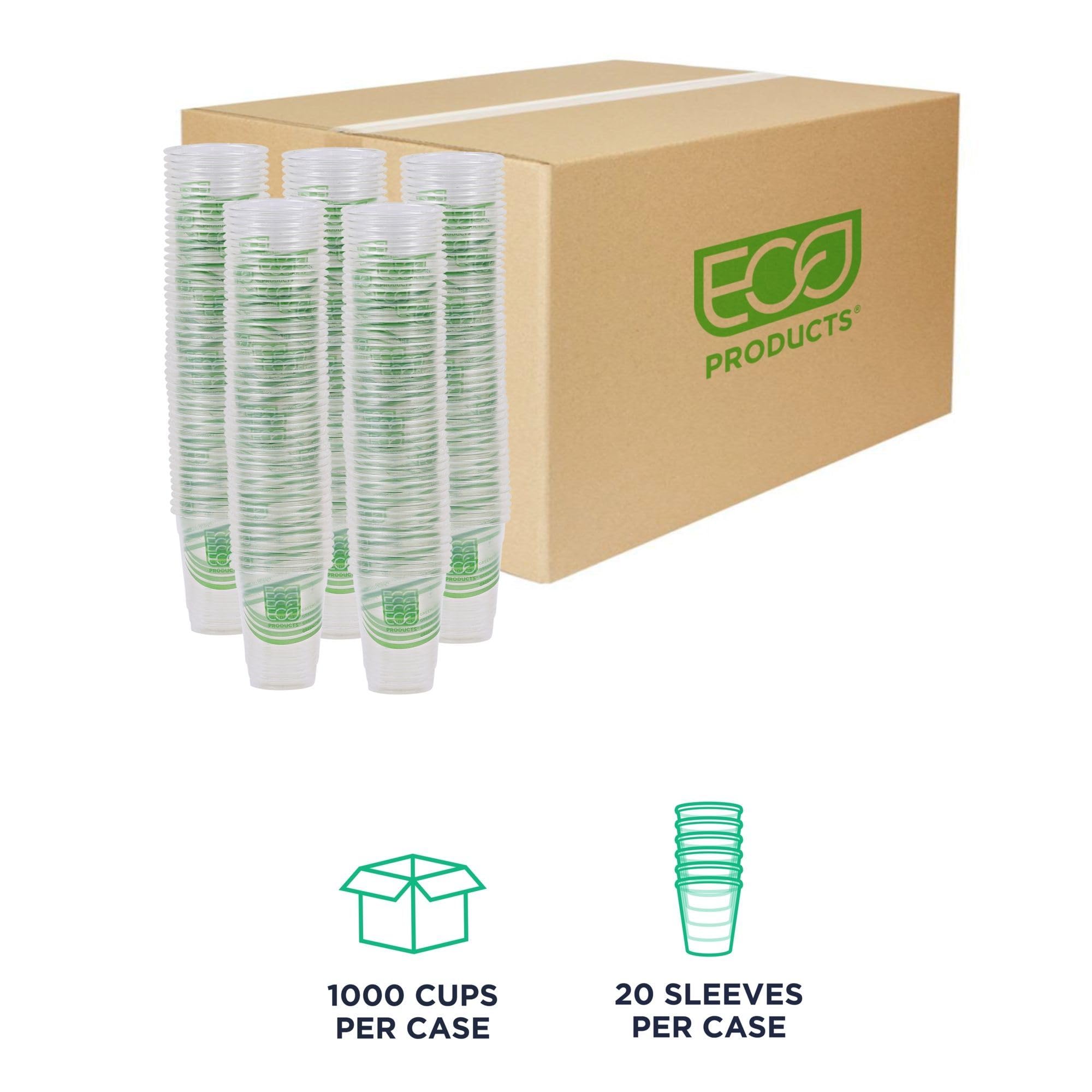 ECO PRODUCTS GreenStripe 100% Compostable 9oz PLA Cold Drink Cups (Case of 1000) | Plant-Based Disposable Cups for Iced Coffee, Smoothies & Parties | BPI Certified & ASTM D6400 Compliant | Eco-Friendly Alternative to Plastic Cups