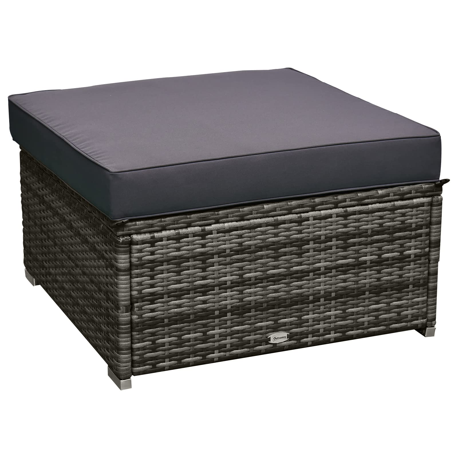 Outsunny 6-Piece Patio Furniture Set - All-Weather PE Rattan Outdoor Wicker Sectional Sofa with Ottoman, Cushions & Tempered Glass Table - Mixed Gray - Perfect for Backyard, Garden, Poolside & Patio Relaxation