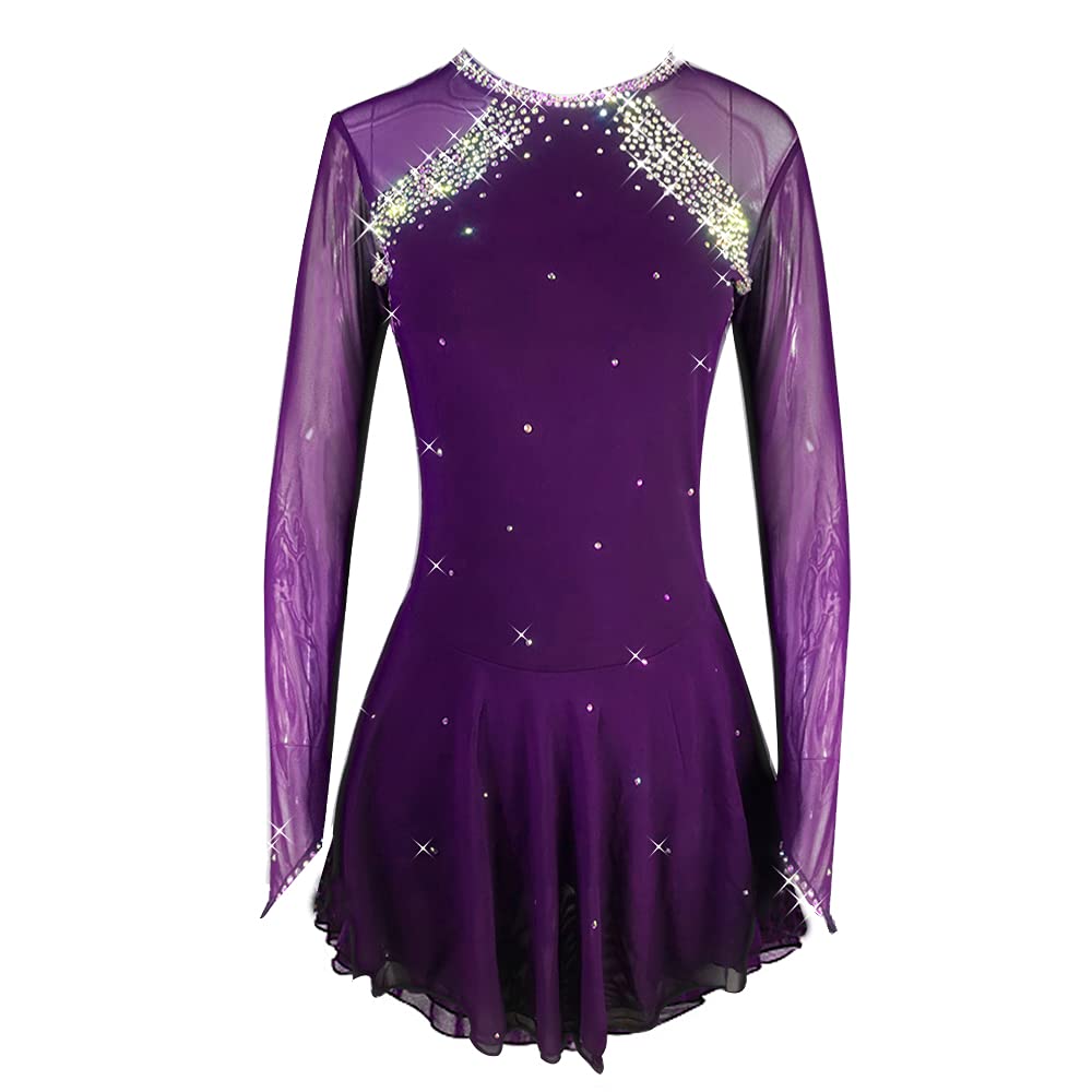 Dark Black Figure Skating Skirt for Women & Girls – Elegant & Simple Skating Dress for Ice Skating Performances & Competitions