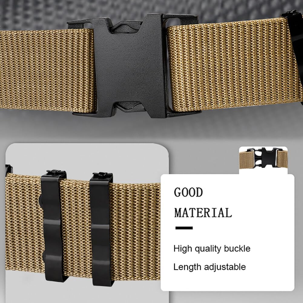 Tactical Belt for Men - Military Grade Nylon Canvas Waist Belt with Quick Release Plastic Buckle - Perfect for Outdoor, Hiking, Camping & Tactical Use