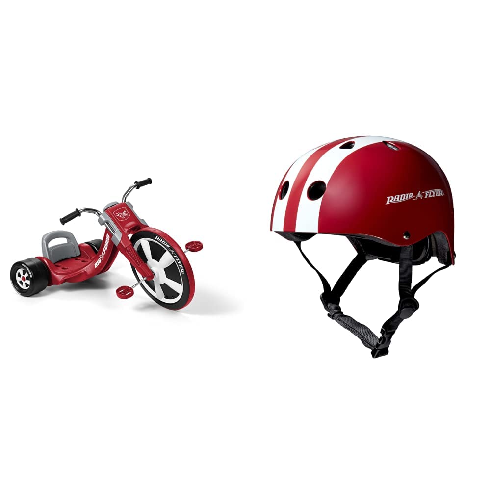Radio Flyer Deluxe Big Flyer - Kids Tricycle for Ages 3-7 | Toddler Bike Helmet Included (Ages 2-5) | Outdoor Ride-On Toy with Safety Features | Perfect for Backyard Play, Park Adventures & Learning to Ride