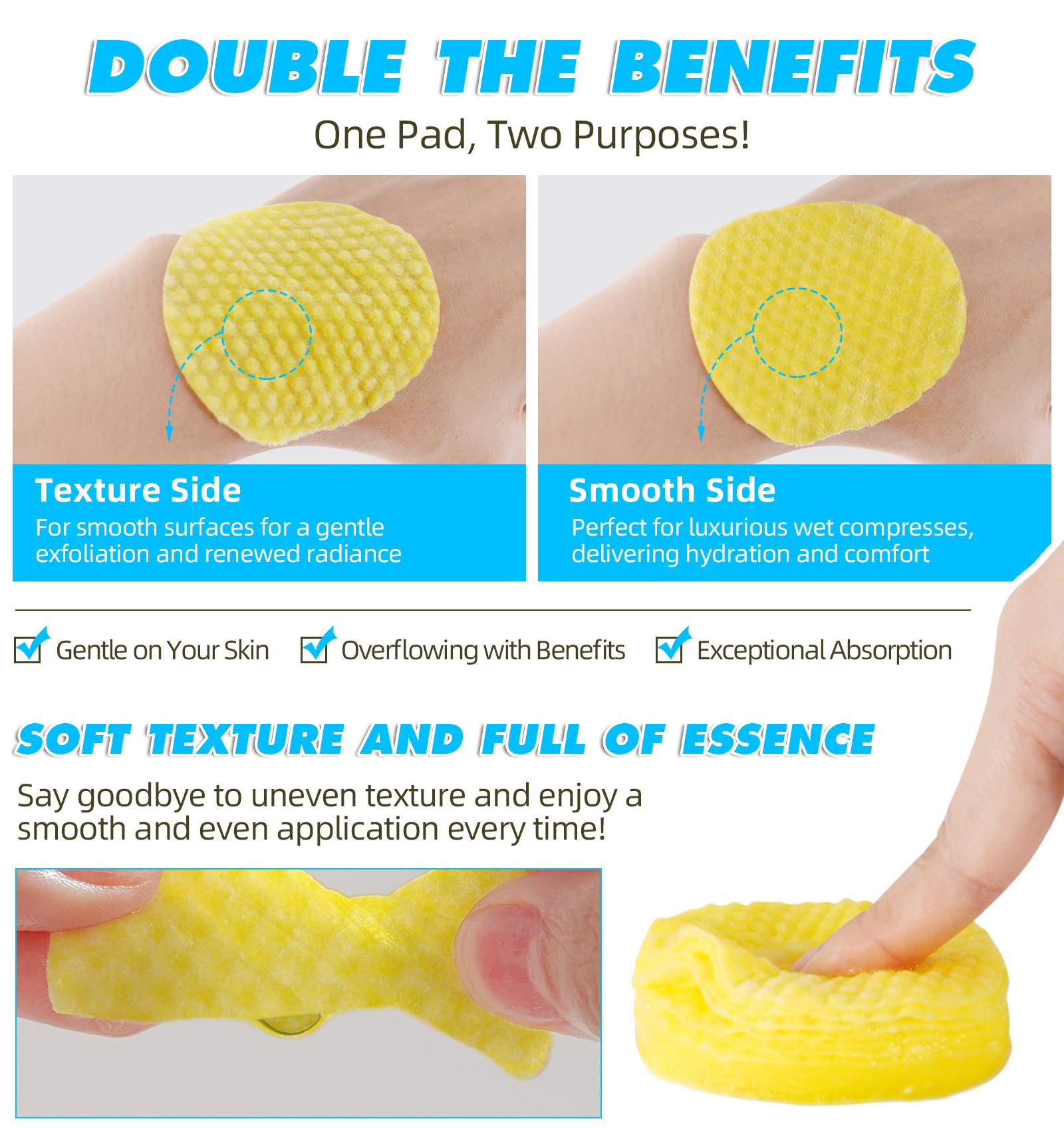 2 Pack Turmeric & Kojic Acid Cleansing Pads (120 Count) - Brightening Exfoliating Pads for Face & Body - Remove Dead Skin, Even Skin Tone, Balance Oil - Perfect for Daily Skincare & Post-Workout Refresh