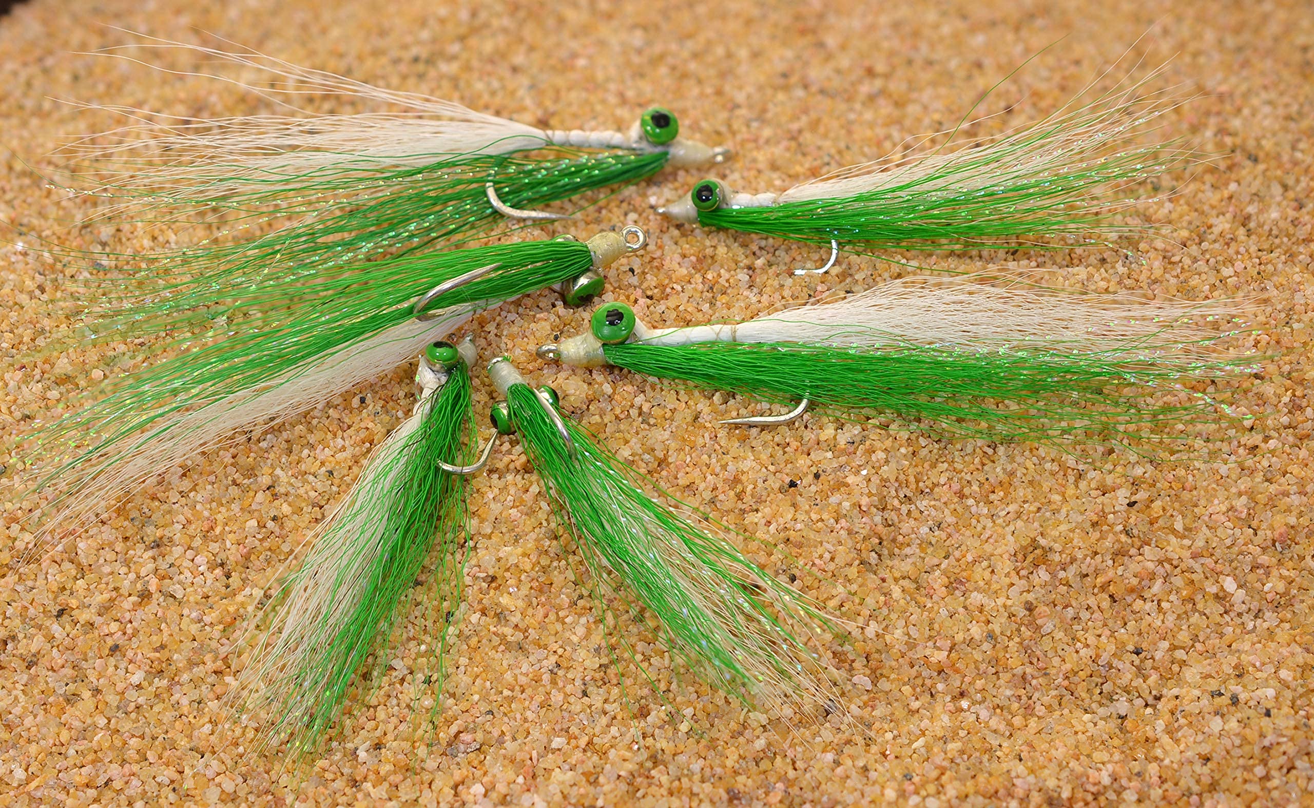 Clouser Minnow Fishing Flies - Lime & White Color - Mustad Signature Duratin Fly Hooks - 6 Pack - Perfect for Bass, Trout, and Saltwater Fly Fishing