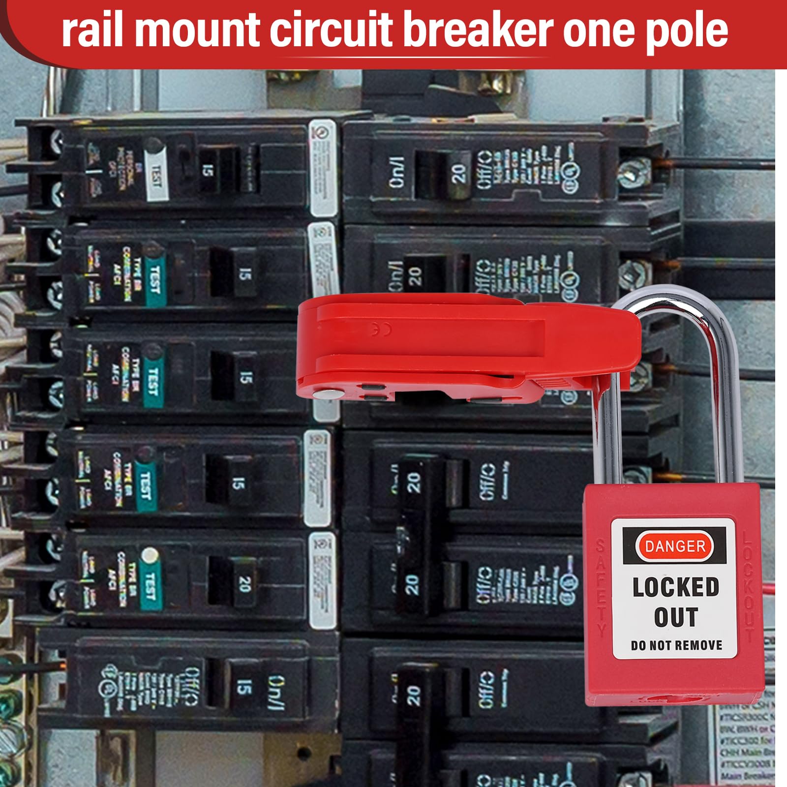 Circuit Breaker Lockout Kit - Grip Tight LOTO Tagout Device for Standard Single & Double Toggle Breakers (8-Pack) - Electrical Panel Safety for Industrial & Home Maintenance