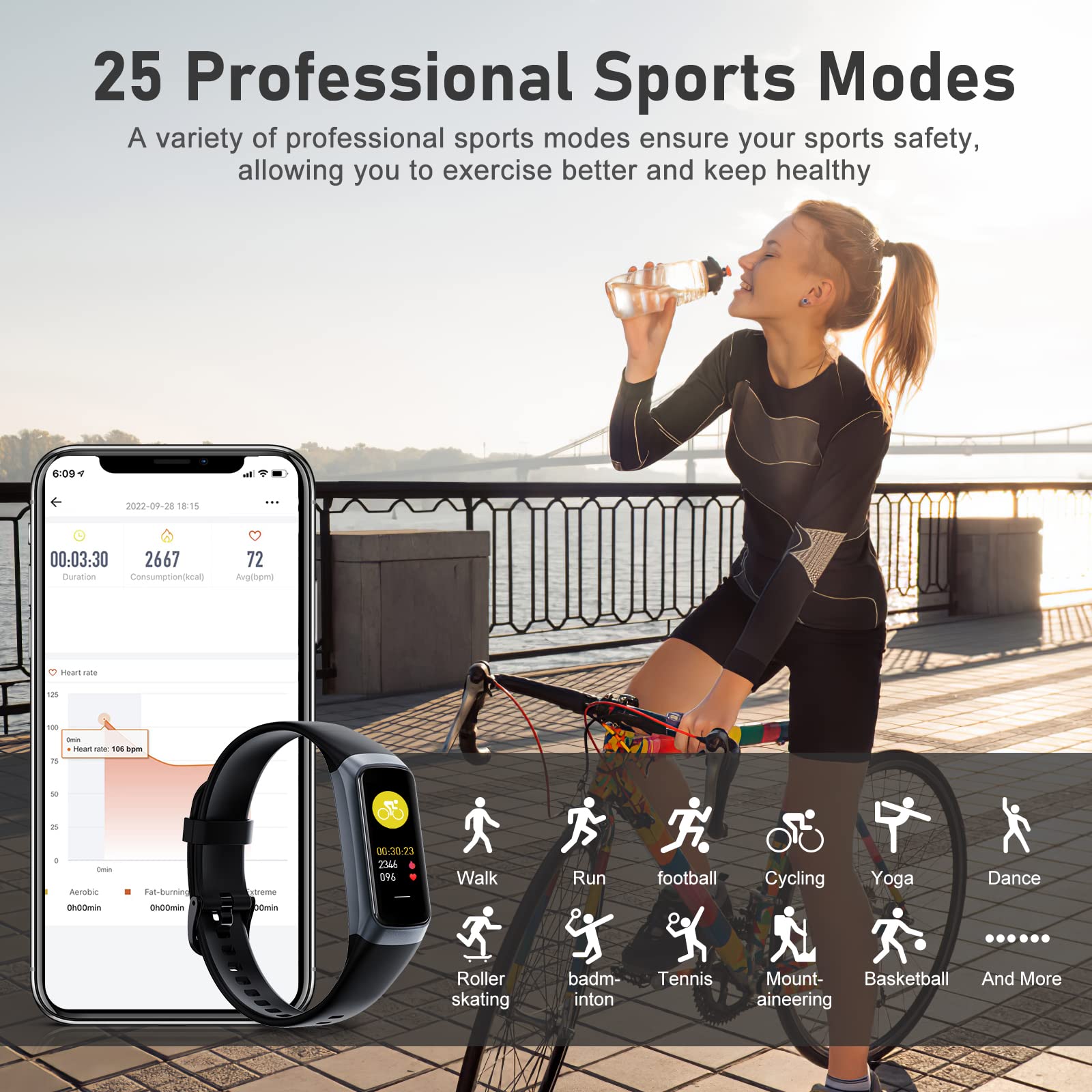 Smart Fitness Tracker with Heart Rate Monitor, Step Counter & Calorie Tracker - 1.1