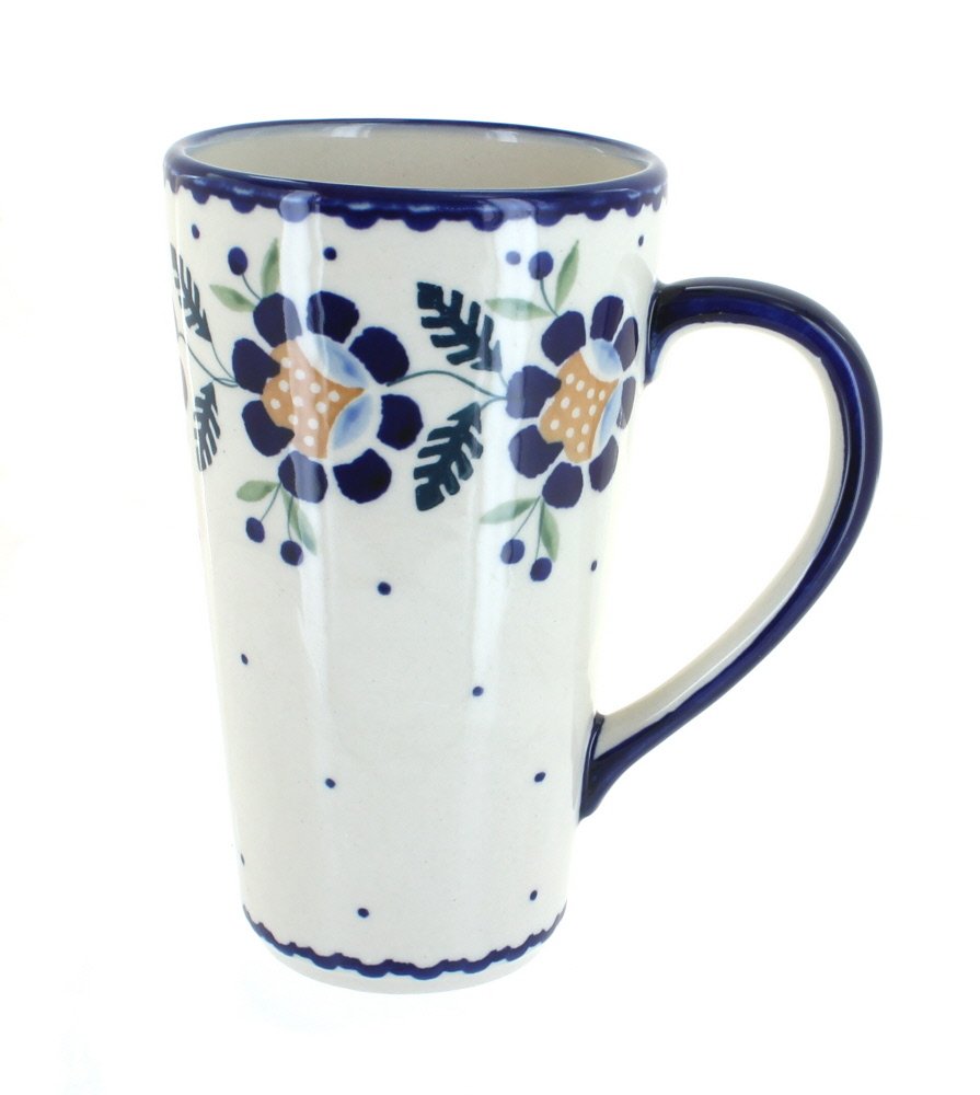 Blue Rose Polish Pottery Sunflower Large Coffee Mug - Handmade Ceramic Mug for Tea & Coffee - Perfect for Home, Office, or Gift Giving