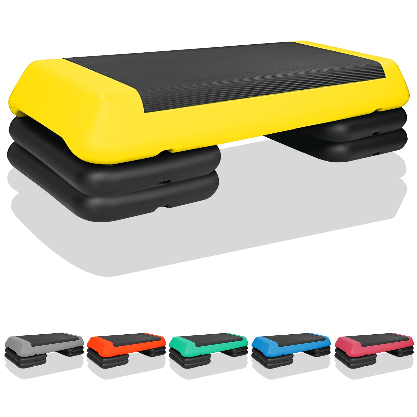4''-6''-8'' Adjustable Aerobic Stepper with 4 Risers - Portable Workout Step Platform for Home Gym, Cardio, HIIT & Fitness Training - Ideal for Aerobics, Step Exercises & Weight Loss Workouts