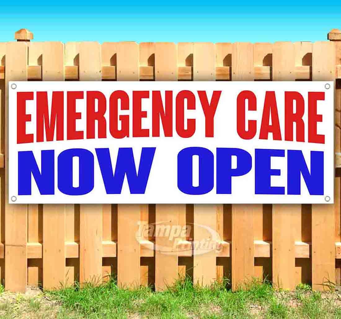 Emergency Care Now Open Banner - 13 oz Heavy-Duty Vinyl Sign with Metal Grommets | Single-Sided, Weather-Resistant | Perfect for Hospitals, Clinics & Urgent Care Centers