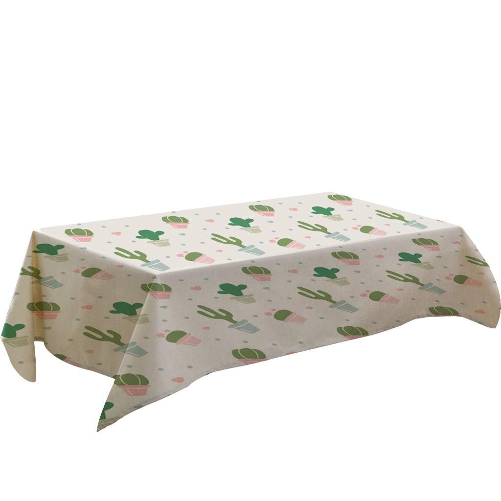 Cactus Pattern Tablecloth Rectangular Tea Table Cover - Waterproof & Washable Dining Table Decor for Kitchen, Living Room, Outdoor Picnic