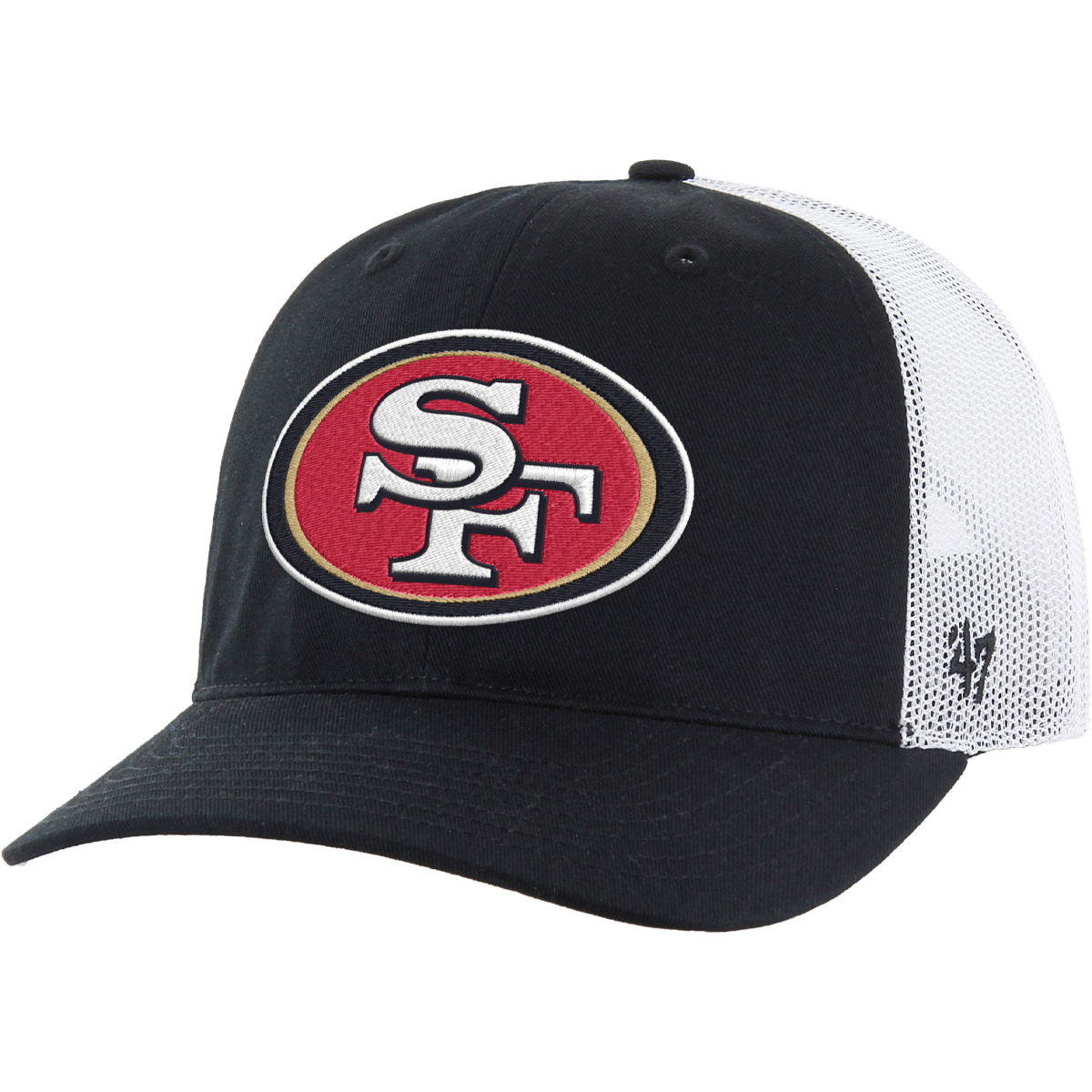 San Francisco 49ers 47 Brand Clean Up Adjustable Trucker Hat - Official NFL Licensed Snapback Cap for Men & Women - Perfect for Game Day, Tailgating, and Sports Fan Gifts