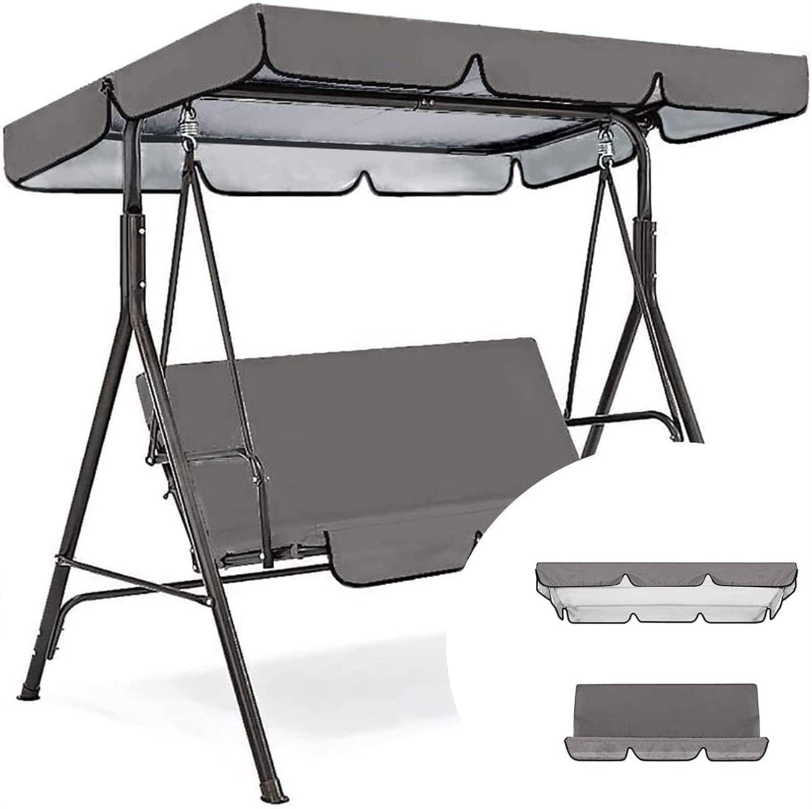 Waterproof Patio Swing Canopy Cover Set - Replacement Top Cover & Chair Cover for Outdoor Garden Swing - Perfect for Backyard, Deck, and Porch Relaxation