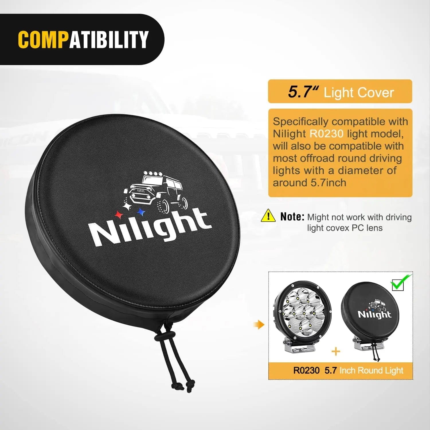 5.75 Inch Round Offroad Driving Pod Light Cover Type B - Durable LED Light for Trucks, Jeeps & ATVs - Perfect for Night Off-Roading, Camping & Trail Adventures