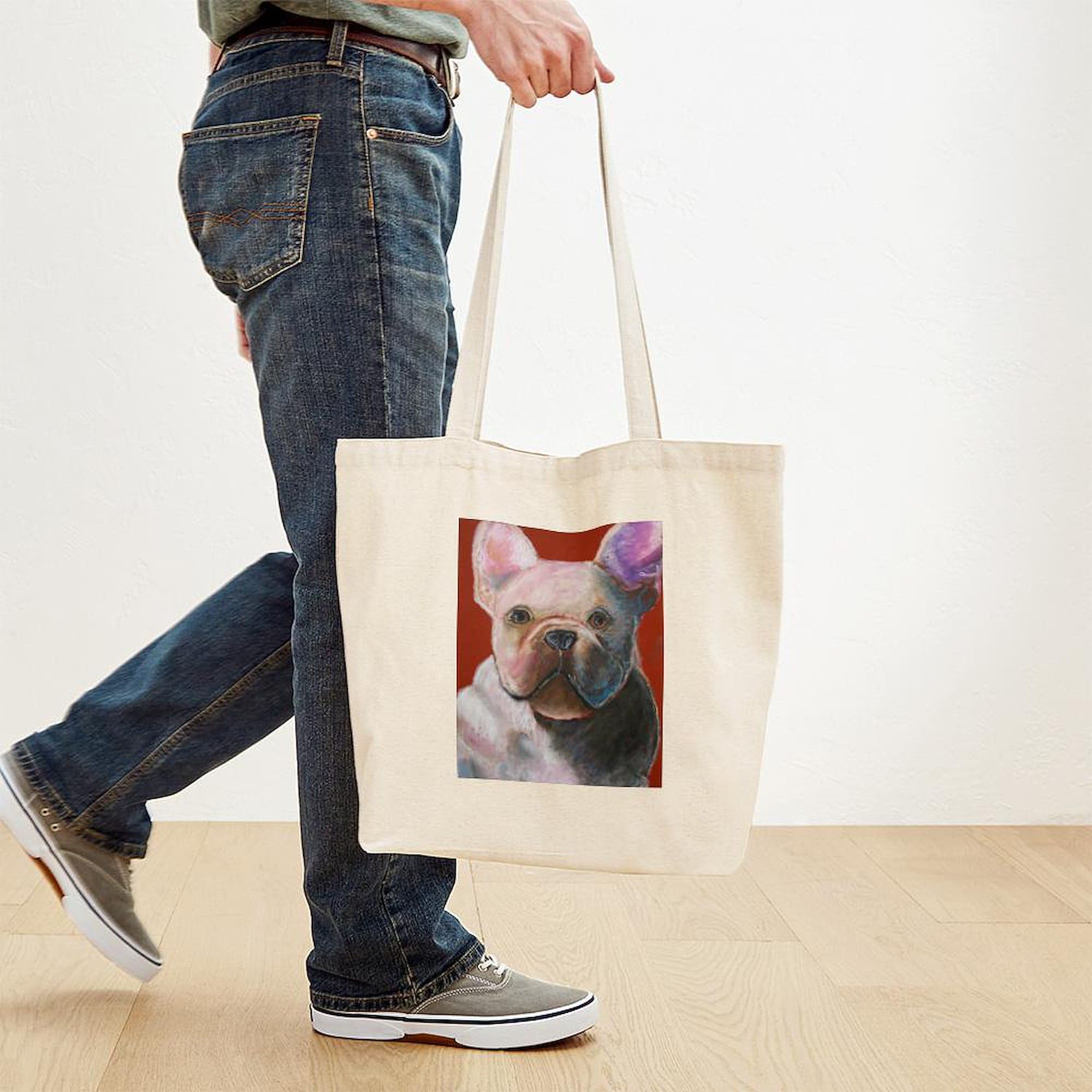 French Bulldog Tote Bag - Natural Canvas Reusable Shopping Bag for Groceries, Beach & Work | Cute Dog Lover Gift Idea
