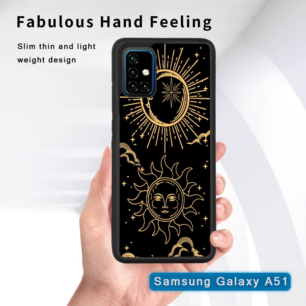 GZLIAORUNCS Custom Sun & Moon Design Samsung Galaxy A51 Case - Soft TPU Rubber & PC Anti-Slip Full Body Protective Cover | Perfect for Everyday Use, Travel & Outdoor Activities
