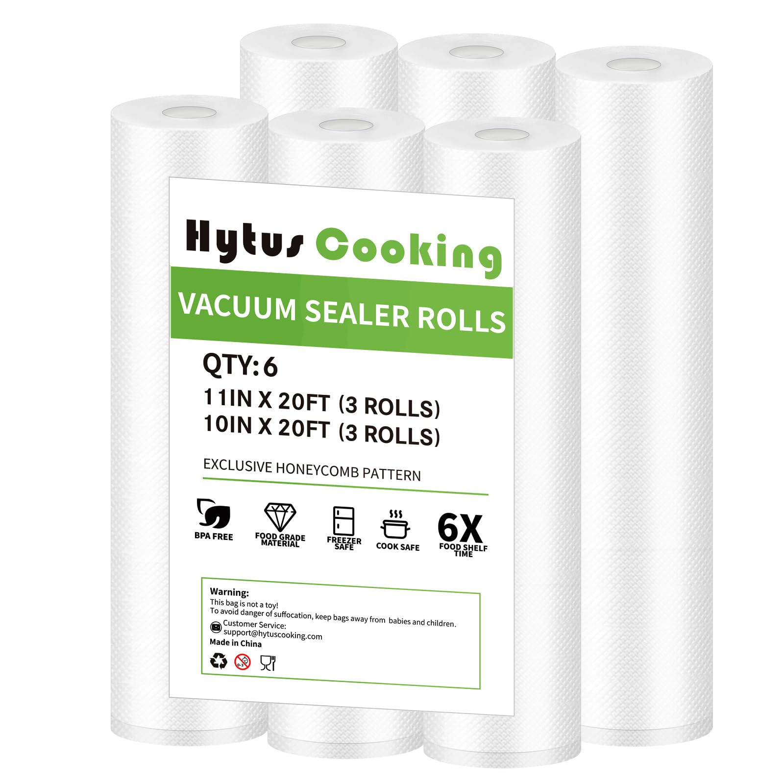 HytusCooking Vacuum Sealer Bags Rolls - 6 Pack (3 Rolls 11