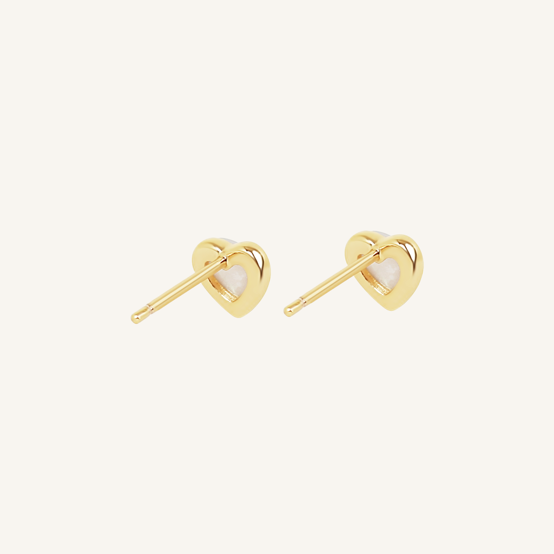 Devote Heart Stud Earrings - Dainty Gold Plated Stainless Steel Earrings for Women - Perfect for Everyday Wear, Date Nights & Gifting