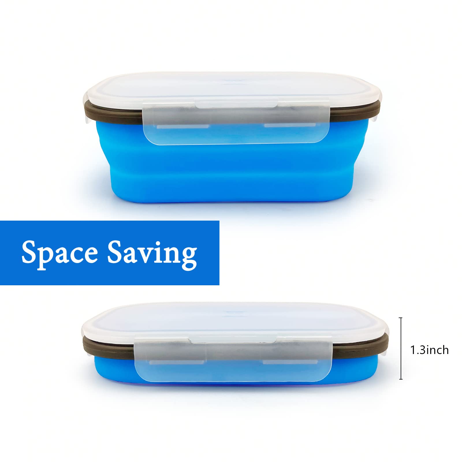 Collapsible Silicone Lunch Box - 1000ml Large Bento Container with Airtight Lid & 2-in-1 Utensil (Spoon/Fork) | Microwave & Dishwasher Safe | Perfect for Meal Prep, Office Lunch, Picnics & Travel