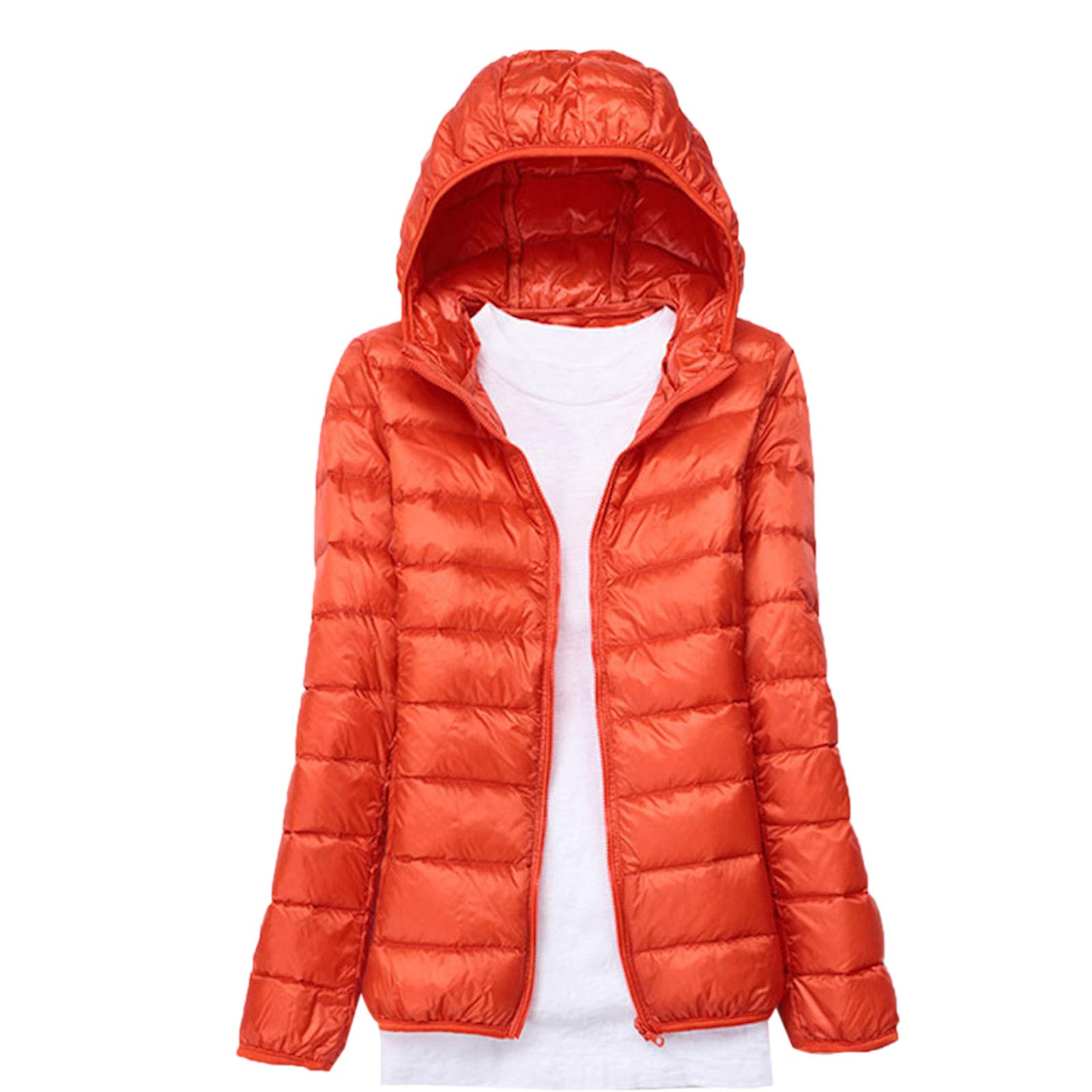 Elonglin Women's Lightweight Hooded Down Puffer Jacket - Warm Duck Feather Quilted Winter Coat for Outdoor Activities, Travel & Daily Wear