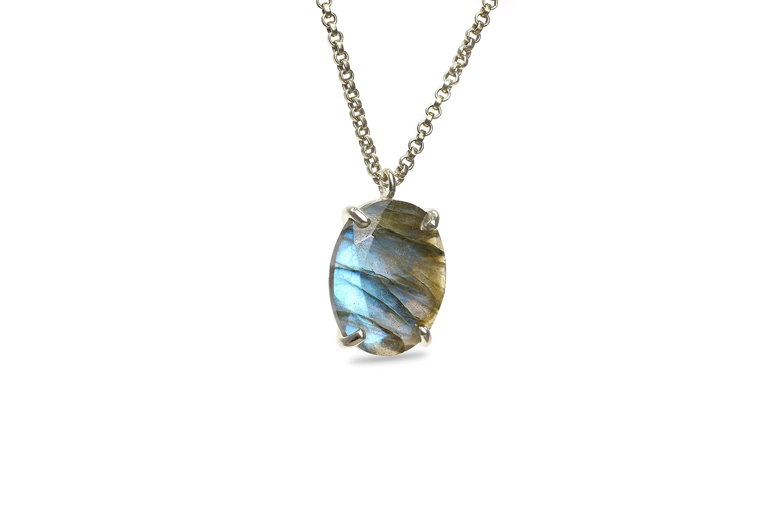 Handmade Labradorite Pendant Necklace for Women - Customized Anemone Jewelry with Semiprecious Stone - Elegant Everyday & Statement Jewelry - Perfect Gift for Her | Office Wear, Date Night, Special Occasions