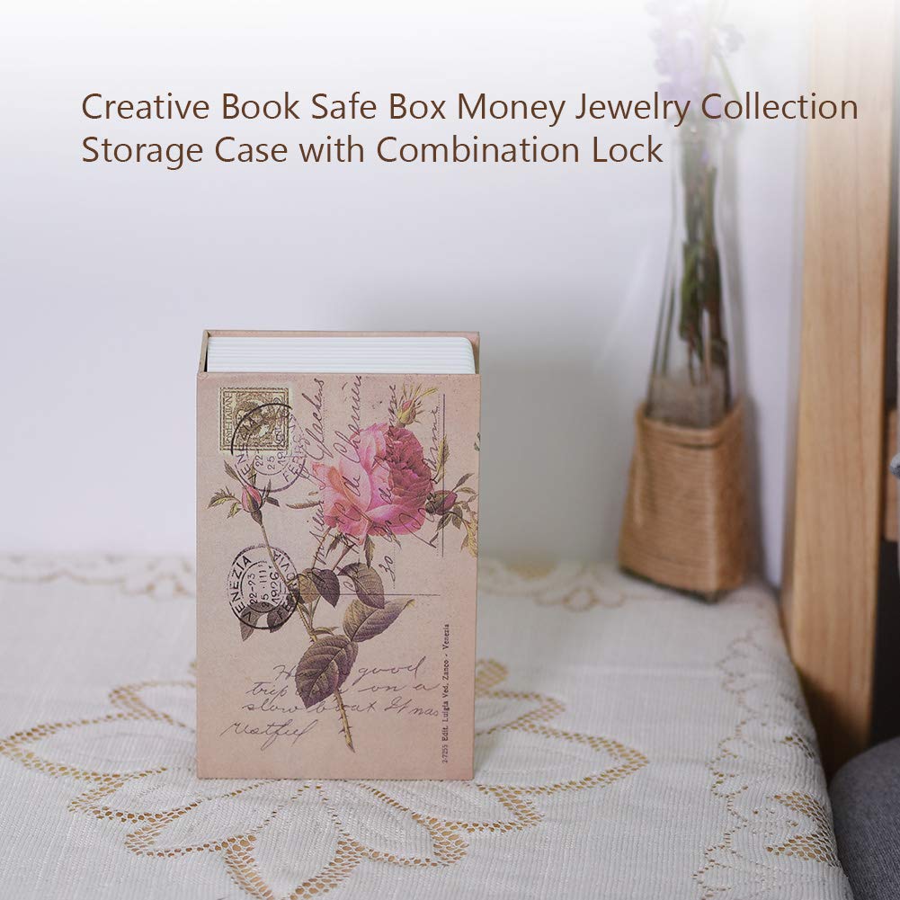 Combination Lock Book Safe - Hidden Storage Box for Money, Jewelry, Documents & Valuables | Discreet Home Security Solution | Perfect for Office, Travel & Emergency Cash Storage (Rose)