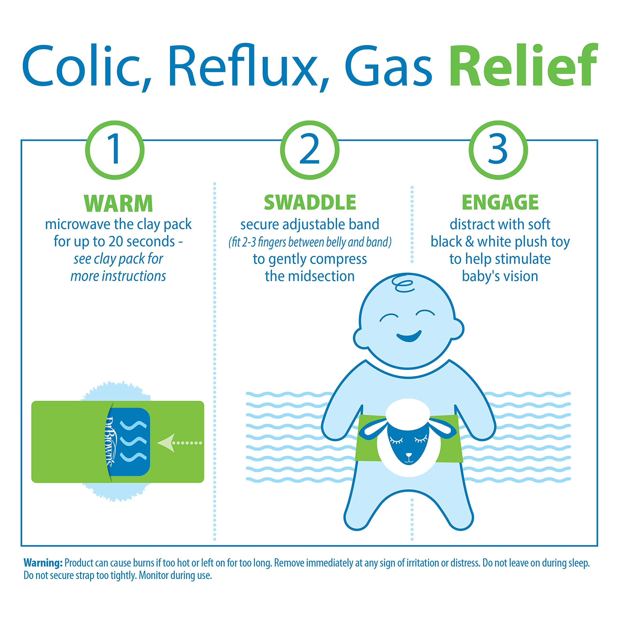 Dr. Brown’s Anti-Colic Options+ Narrow Baby Bottles 4oz 4-Pack with Infant Gripebelt – Natural Gas & Stomach Relief for Newborns & Toddlers 0-3 Months (Lamb Design) – Perfect for Feeding & Soothing Colicky Babies at Home or On-the-Go