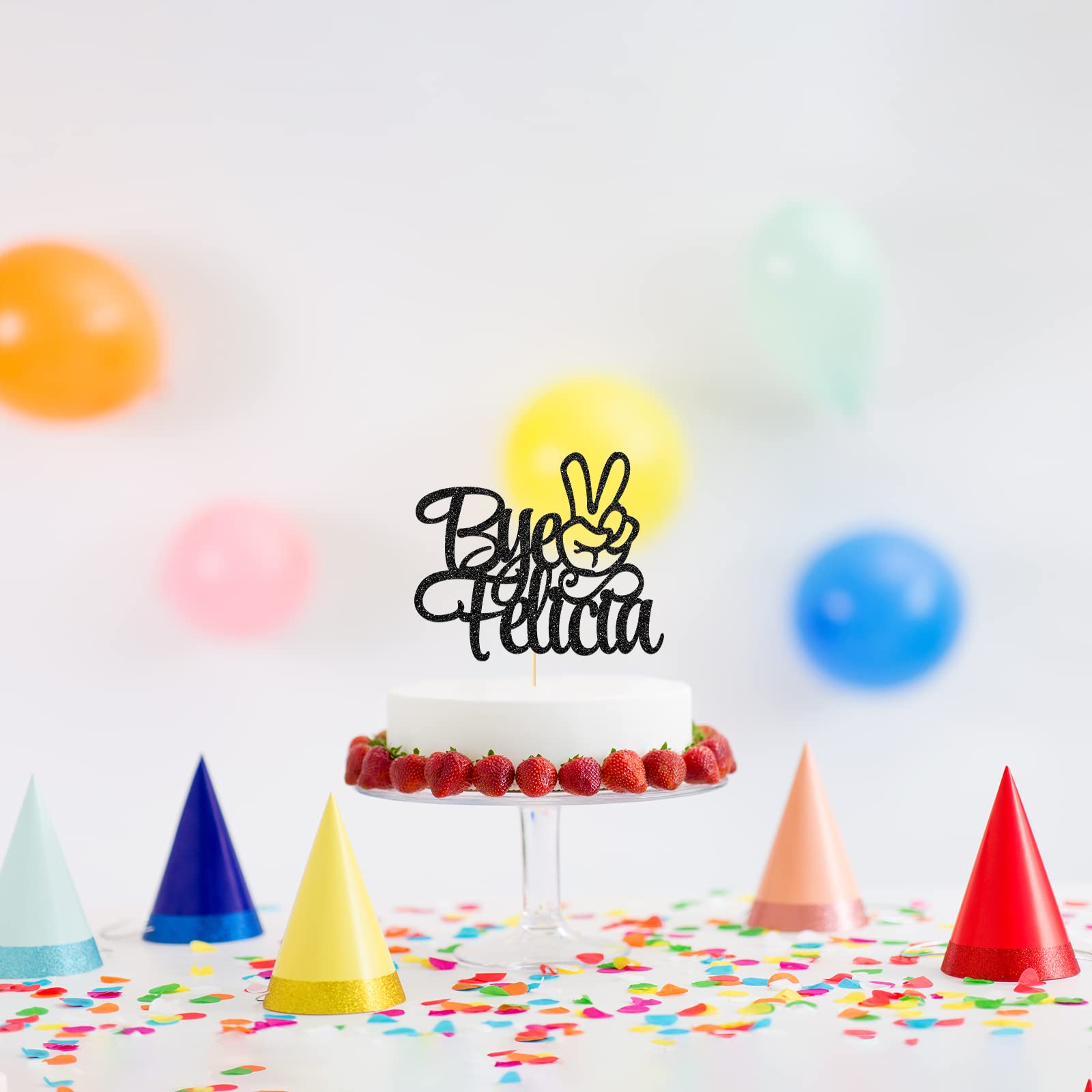 Bye Felicia Cake Topper - Funny Divorce, Farewell & Retirement Party Cake Decorations - Single AF Celebration - Black - Perfect for Bachelorette Parties & Breakup Cakes