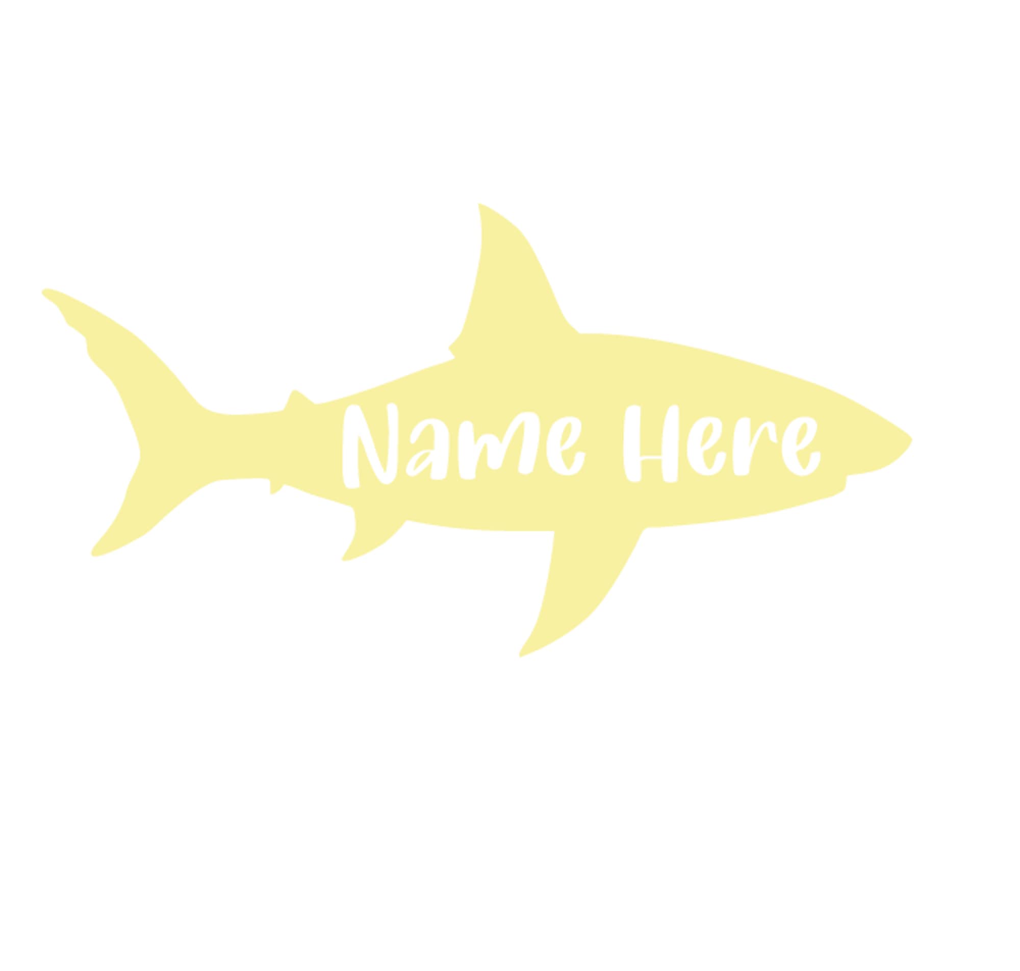 Custom Shark Silhouette Iron-On Transfer - Personalized Great White Name Decal | Ocean Fish Vinyl Patch for Clothing & DIY Projects | Heat Transfer HTV for T-Shirts, Bags, Hats (Yellow) - Perfect for Beach Parties, Marine Lovers & Unique Gifts