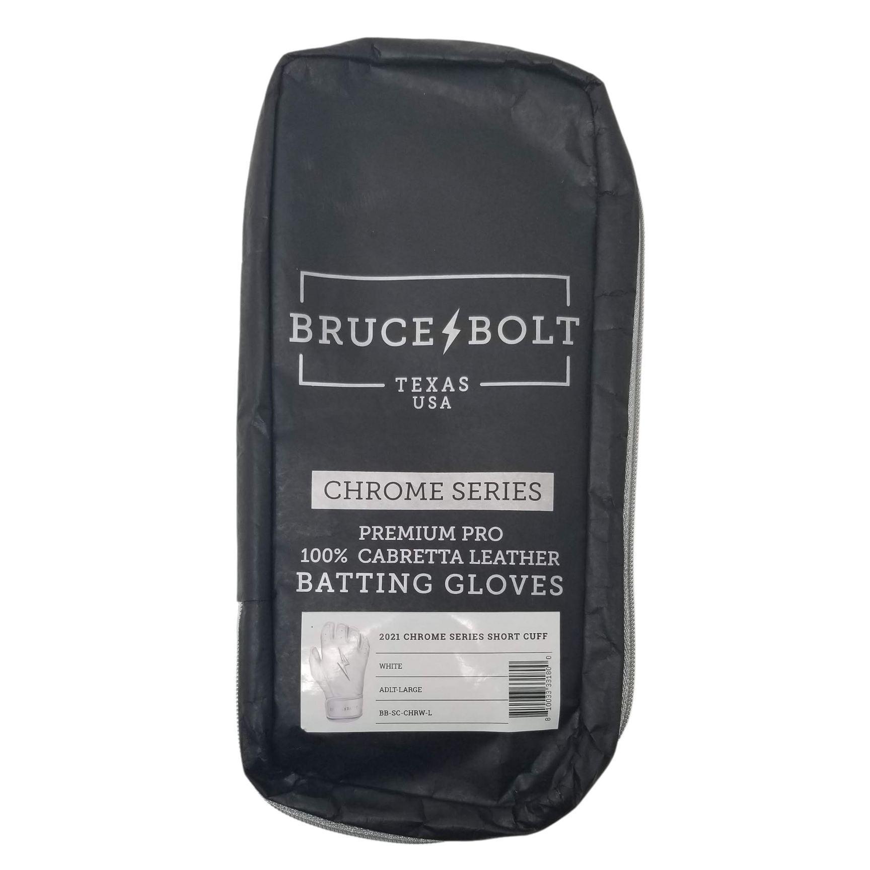 Bruce Bolt PREMIUM PRO Chrome Series Short Cuff Batting Gloves for Baseball & Softball - Black | Durable Grip & Comfort for Hitting, Training & Games