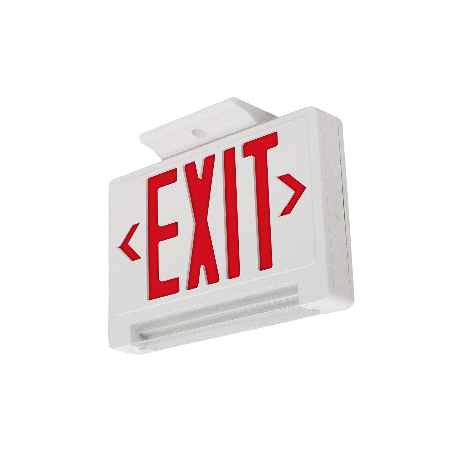 LFI Lights Compact Red Exit Sign with Emergency LED Light Pipe - Adjustable Light Bar, Battery Backup & Hardwired, UL Listed for Business Safety Compliance (2 Pack) - Perfect for Offices, Warehouses & Commercial Buildings