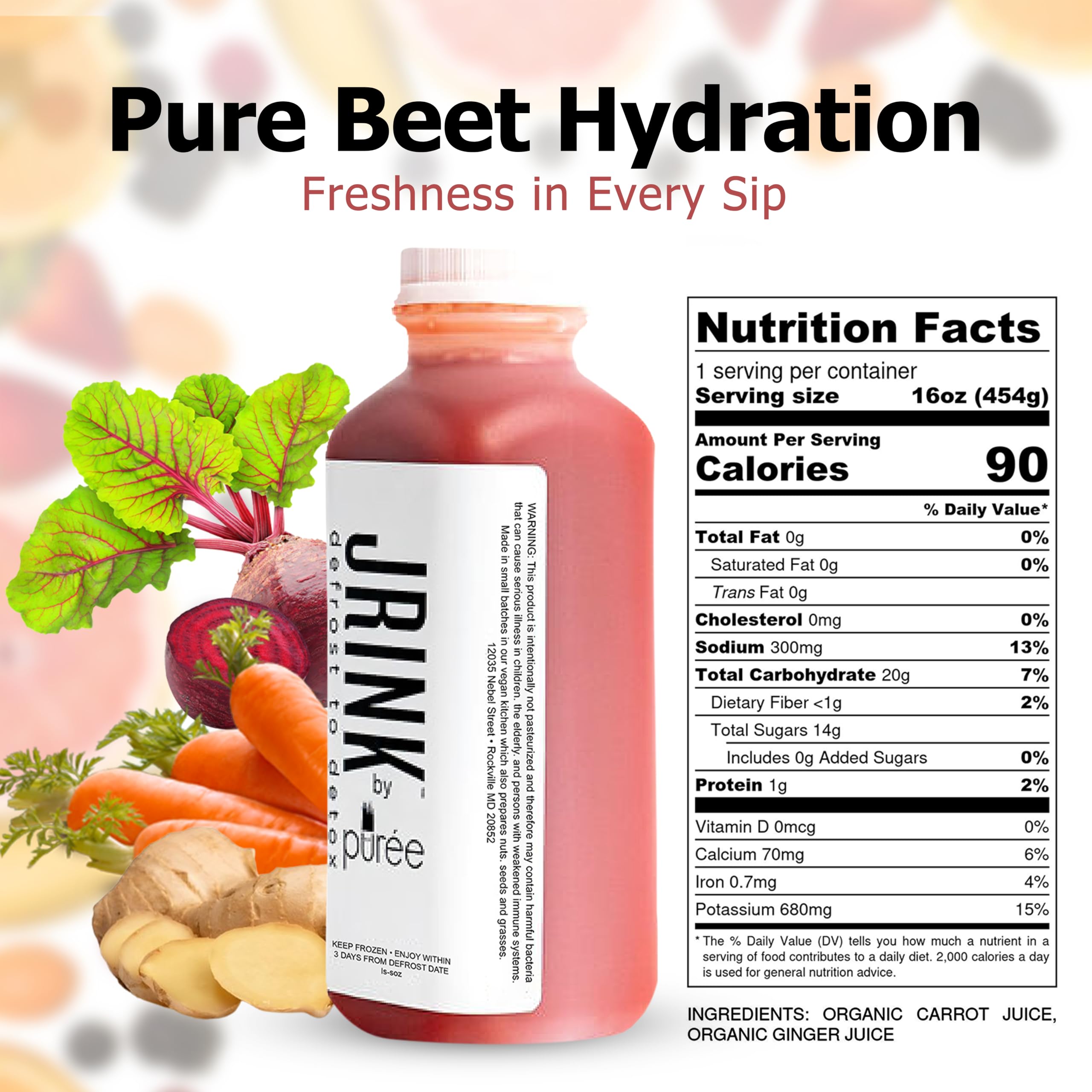 Organic Cold-Pressed Beet Juice Powder - 100% Raw Natural Superfood for Brain Health, Stamina & Energy Boost - Gluten-Free, Non-GMO (16oz, Pack of 24) - Perfect for Smoothies, Post-Workout Recovery & Daily Wellness