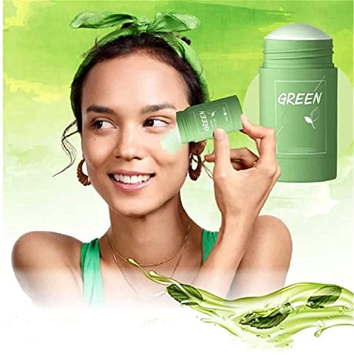 Bvienex Green Tea Purifying Clay Stick Mask - Oil Control & Anti-Acne Face Mask for Deep Cleansing, Detox & Pore Minimizing (40g) | Portable Solid Mud Mask for Travel & Daily Skincare Routine