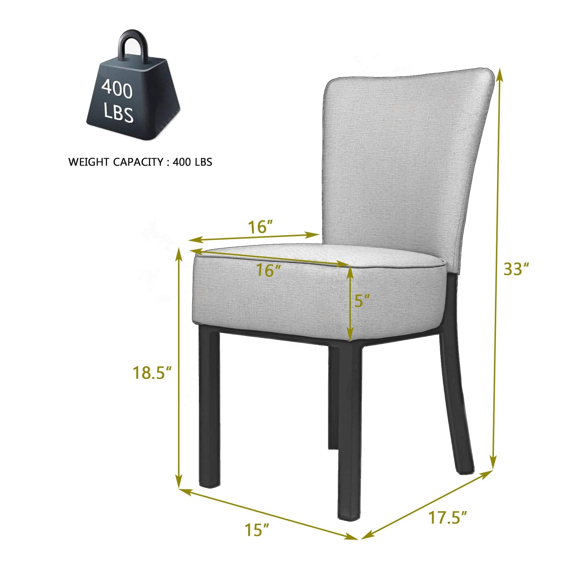 LUCKYERMORE 2-Pack Upholstered Dining Chairs - Armless PU Leather Parsons Chairs with Tall Backrest & 5