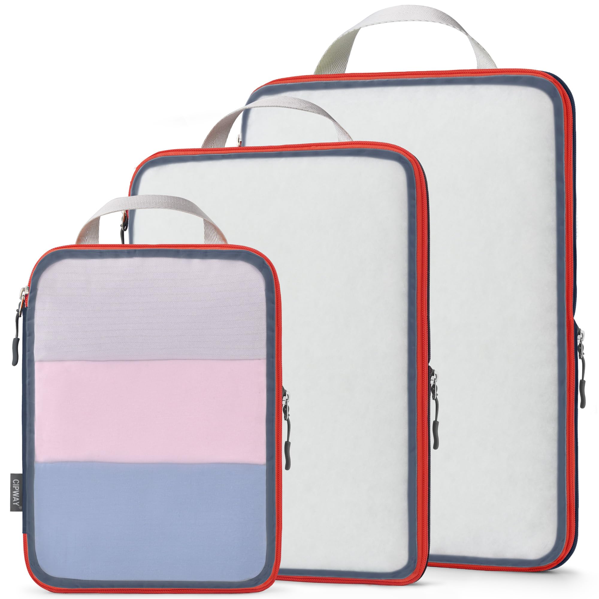 **Cipway Mesh Compression Packing Cubes - Ultralight Transparent Luggage Organizer Bags (3-Piece Set, Blue) | Travel Essentials for Carry-On Suitcase | Perfect for Business Trips & Vacations**