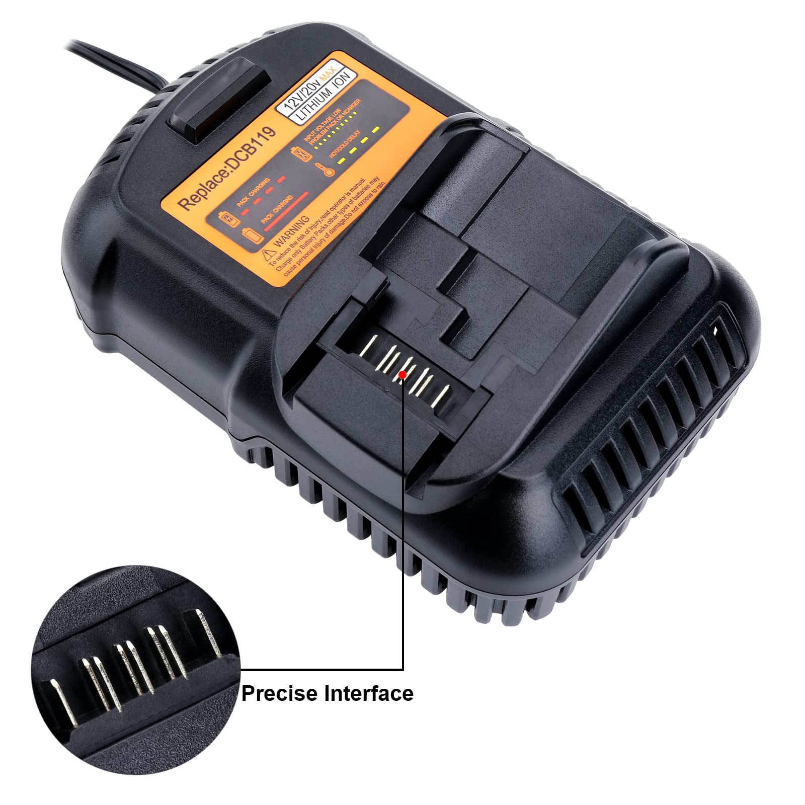 DCB119 12V/20V/60V MAX Lithium Ion Battery Charger - Compatible with DCB203, DCB201, DCB204, DCB206, DCB606, DCB609 & DCB120 - Fast Charging for Power Tools, Electric Vehicles & Outdoor Equipment - Perfect for DIY Projects, Car Maintenance & Camping Power Supply