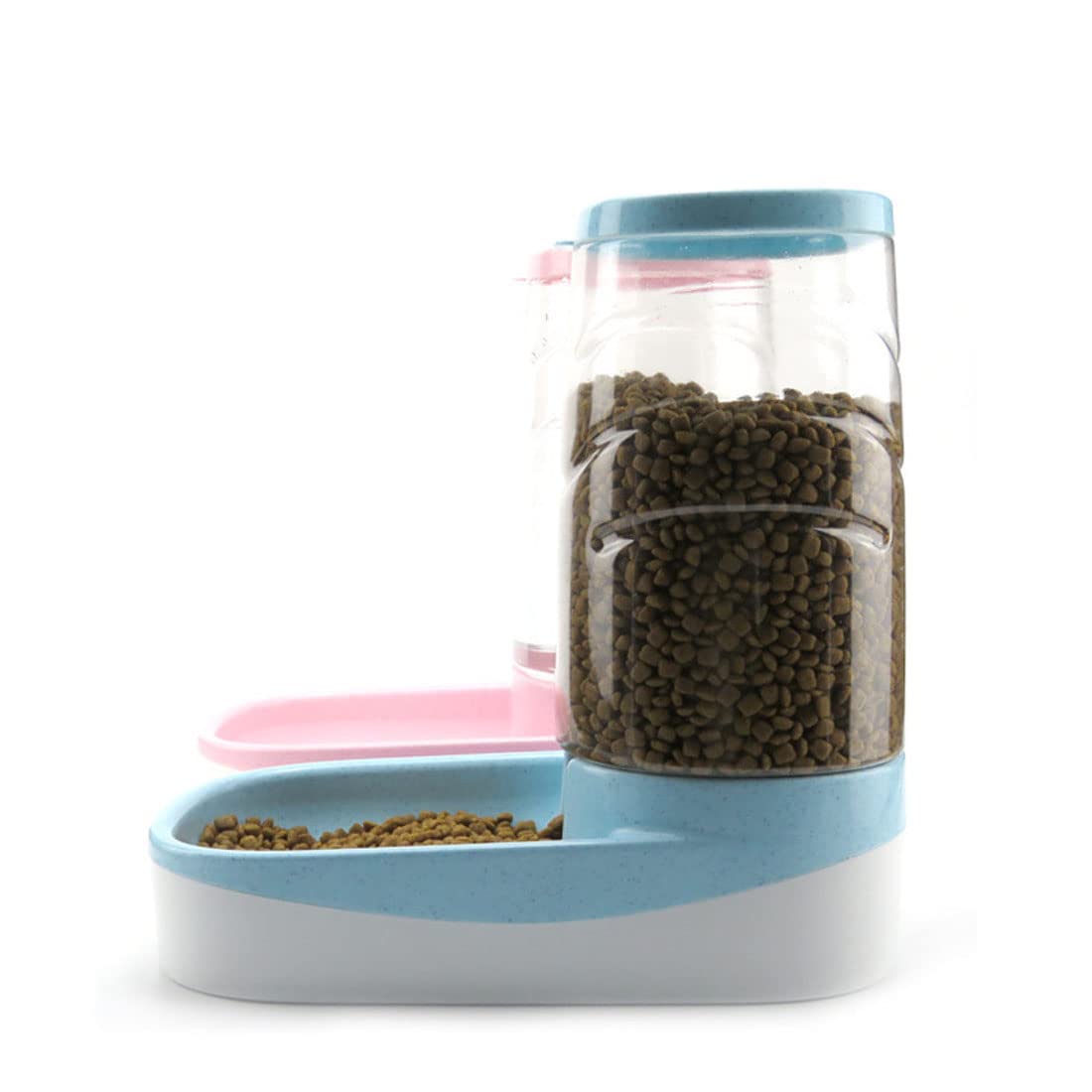 **Large Capacity Pet Food & Water Bowl Feeder with Storage Bottle - Automatic Feeder for Dogs, Cats, Rabbits & Puppies (Blue) - Perfect for Travel, Crate Training & Multi-Pet Homes**
