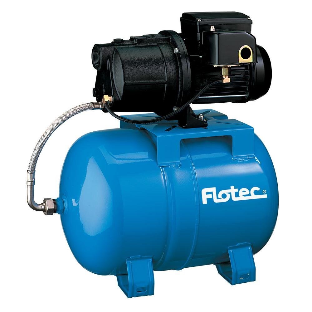 Flotec 1/2 HP Cast Iron Jet Pump & Tank System FP410515H - Perfect for Home Water Supply, Irrigation & Farm Use