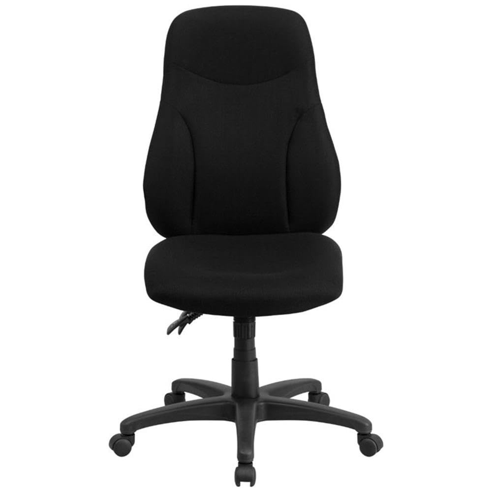 UrbanPro High Back Ergonomic Office Chair with Lumbar Support - Black Fabric Swivel Chair for Home & Office Workspace Comfort